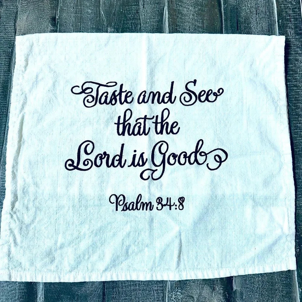 Psalm Bible Verse Farmhouse Kitchen Dish Tea Towel